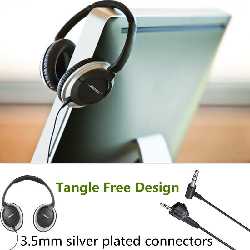 Saipomor AE2 Cord Replacement AUX Cable Silver Plated Upgrade Audio Lead Compatible with Bose AE2 AE2i AE2w Headphones(Black) - Image 5